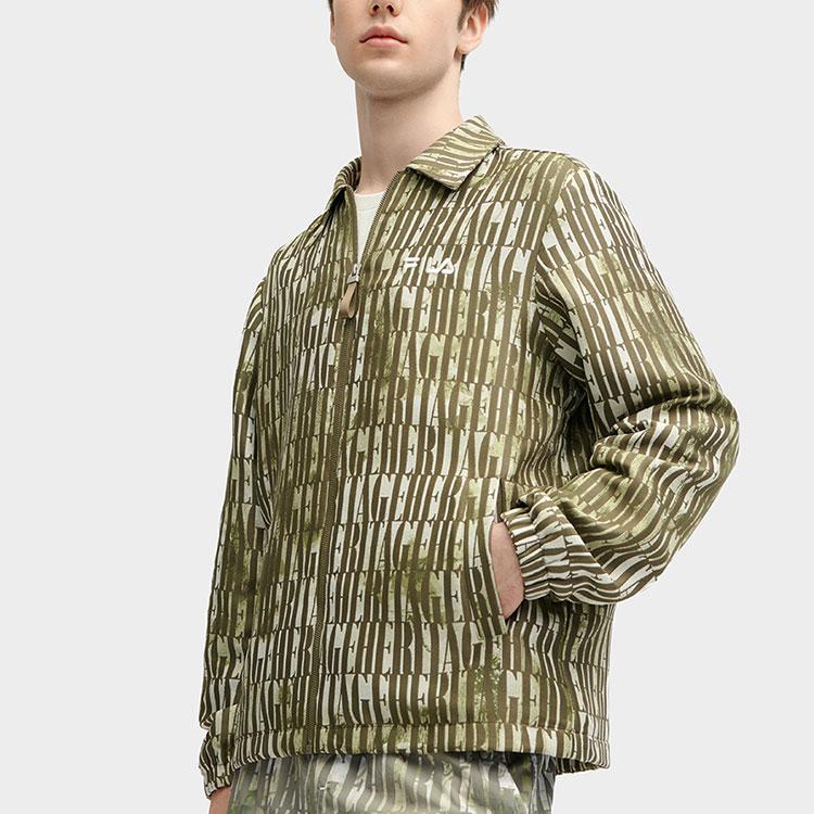 FILA Heritage Series All Over Print Single Breasted Collar Long Sleeve Jacket Men Jacket F11M418707F-ZA
