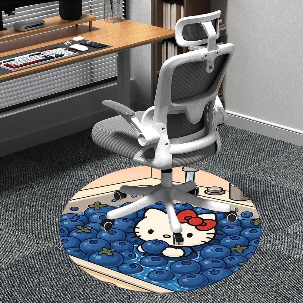 

1pc Blueberry HelloKitty Office Round Area Rug, Under Office Chairs Bedroom Living Room Home Decor, Room Decoa1022109 80cm by 80cm