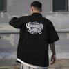 STREETRICH Harajuku Lapel Letter Print Short Sleeve Casual Summer Shirts Retro Hip Hop Baggy Unisex Clothing Oversized Loose Tops