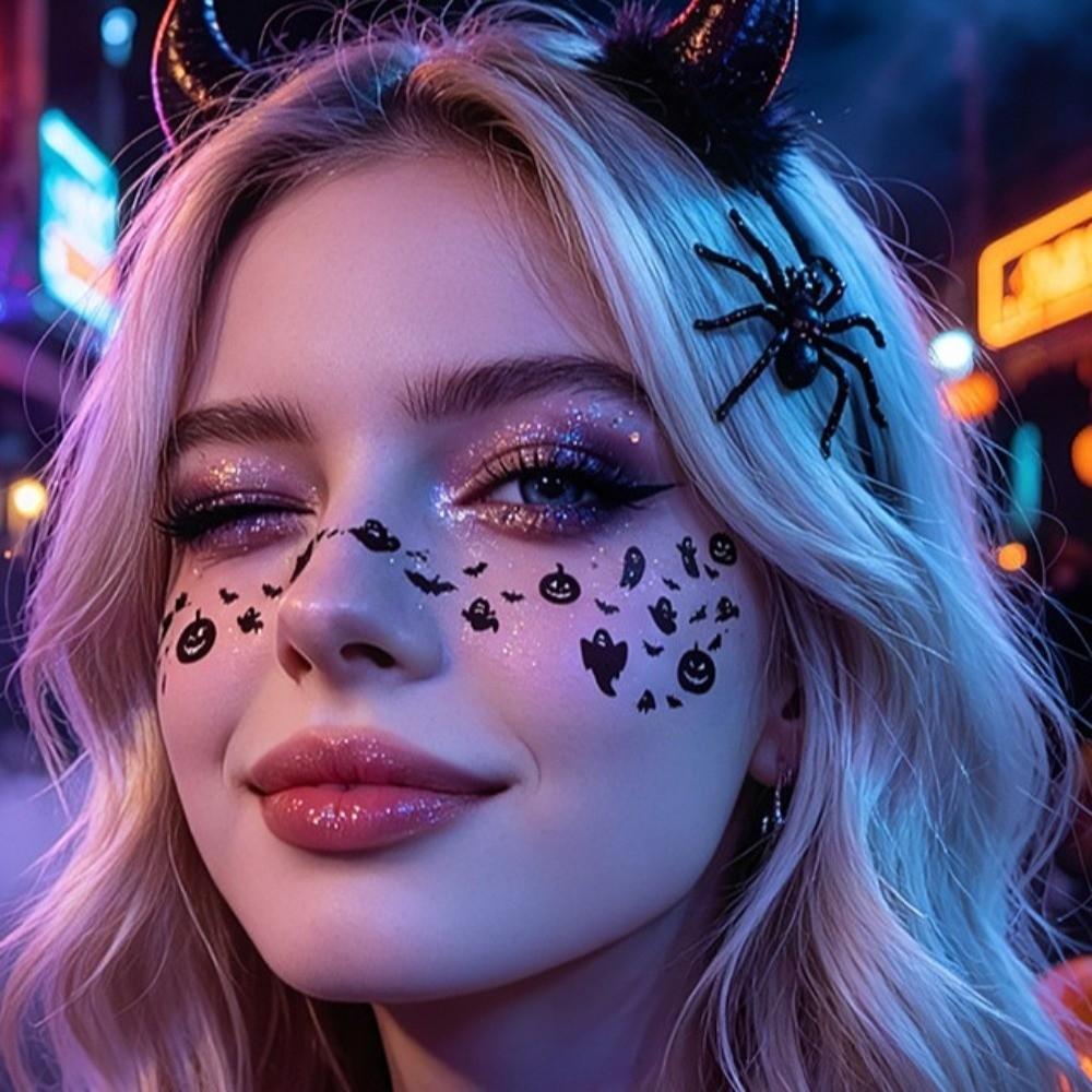 Spider Web Bat Freckle Tattoo DIY Face Tattoo Sticker Halloween Face Temporary Tattoo Make Up