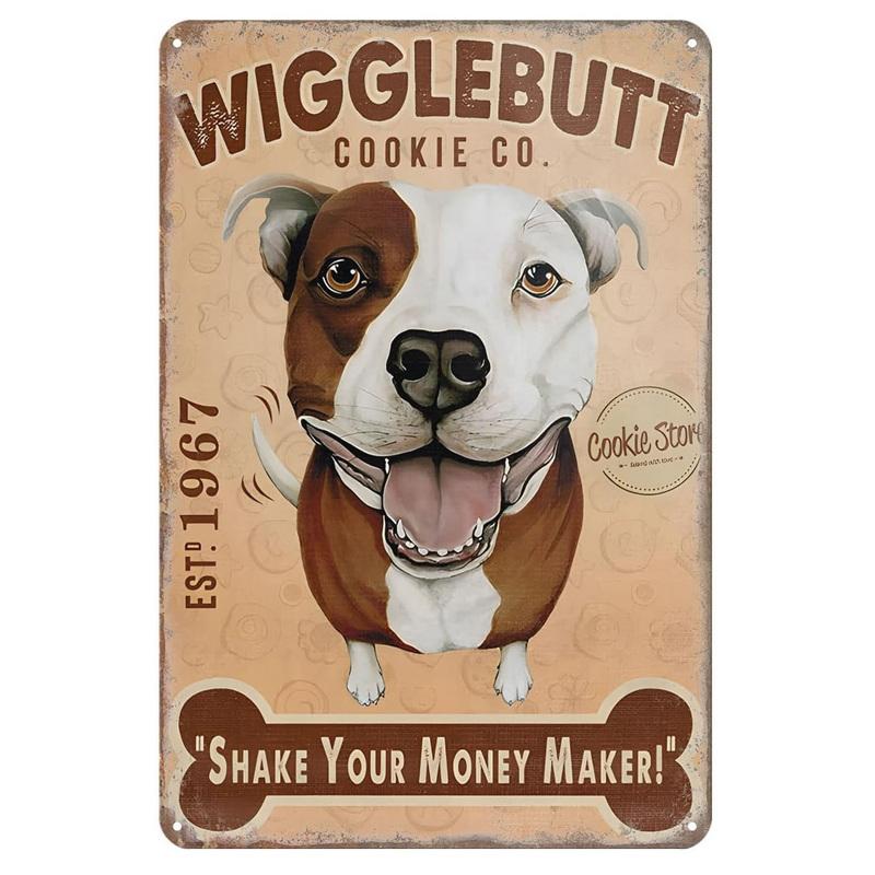 Dogs Metal Tin Signs Labrador Pitbull Wall Art Posters Plaque Vintage Iron Painting Decoration for Home Cafe Game Room Club Bar