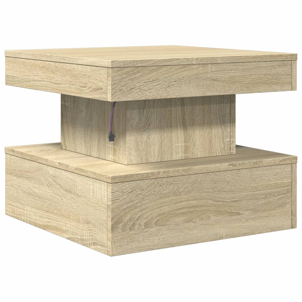  LED Coffee Table, Sonoma Oak, 50x50x40 Cm