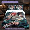 Personalized 3Pcs Bedding SetChainsaw Man Custom Text Duvet Cover Pillowcase Set Bedroom Gift