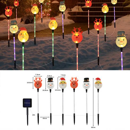 Solar Christmas Stake Lawn Decor with Santa Lights Waterproof Outdoor And Snowman Warm White LED