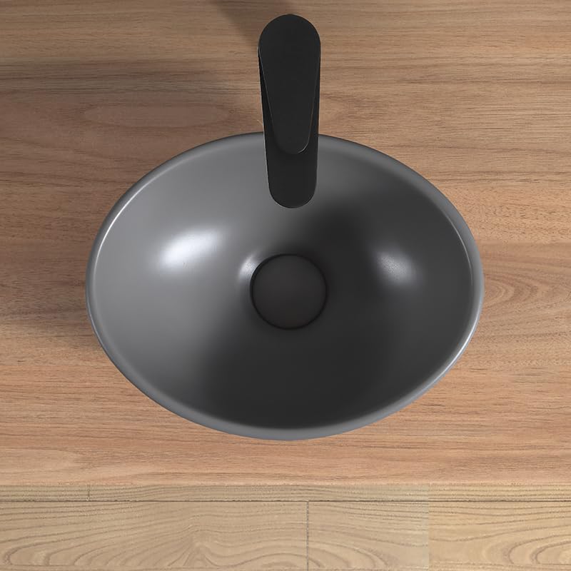 LUYI Ovales Waschschüssel-Set für Handwaschbecken, 340 x 270 x 130 mm, Grau