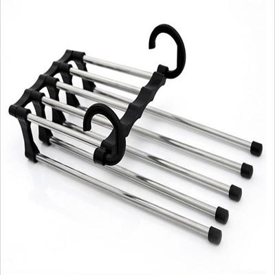 Five In One Magic Stainless Steel Hanger with Retractable Multifunctional Pants Rack