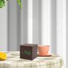 Wood Cube Voice Control Alarm Clock Bedside Table Square Clock Multipurpose for Children Bedroom Dormitory