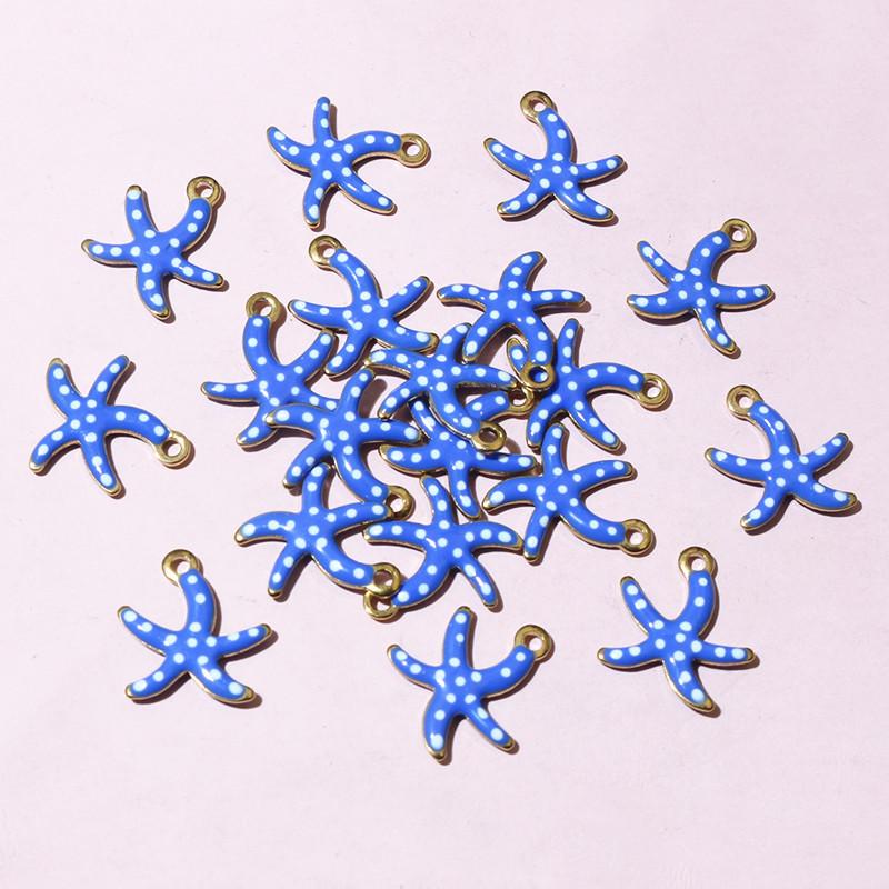 20pcs 10.5x10mm Stainless Steel Small Starfish Charms Pendant Enamel DIY Jewelry Making Accessories Findings Necklace Earrings
