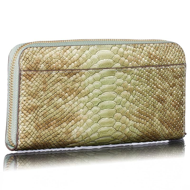[HENLY COAT] Made in Italy cowhide Anaconda Diamantina ladies round zipper long wallet wallet money luck up feng shui money luck wallet present for