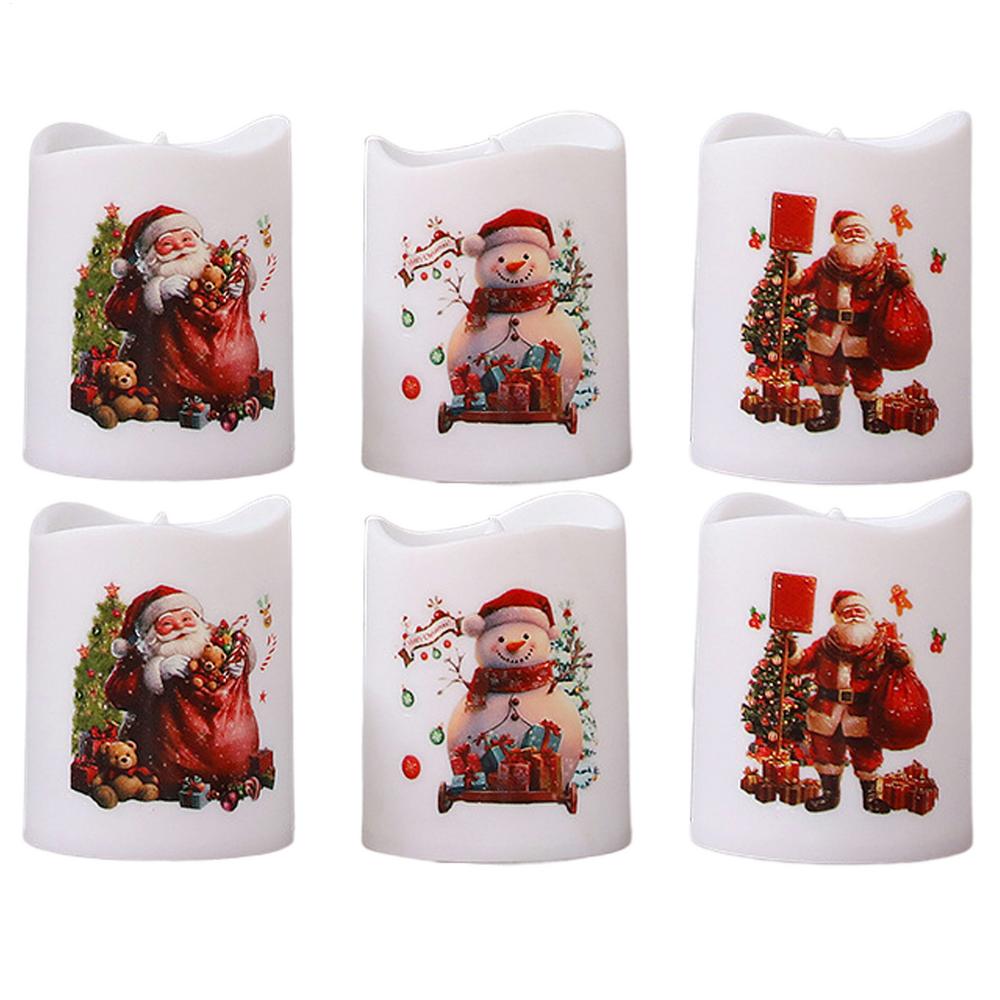

6PCS Christmas LED Candles, Flameless Flickering Electronic Tea Lights,Santa Claus Night Light for Holiday Home Decor