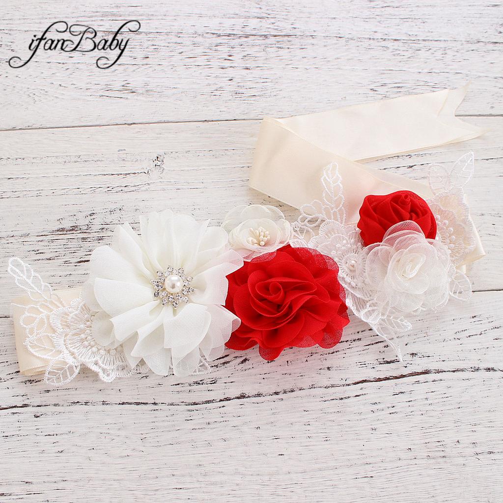 Women's Fashion Flower Wedding Sash Belt PU and Plastic Material for Brides and Girls