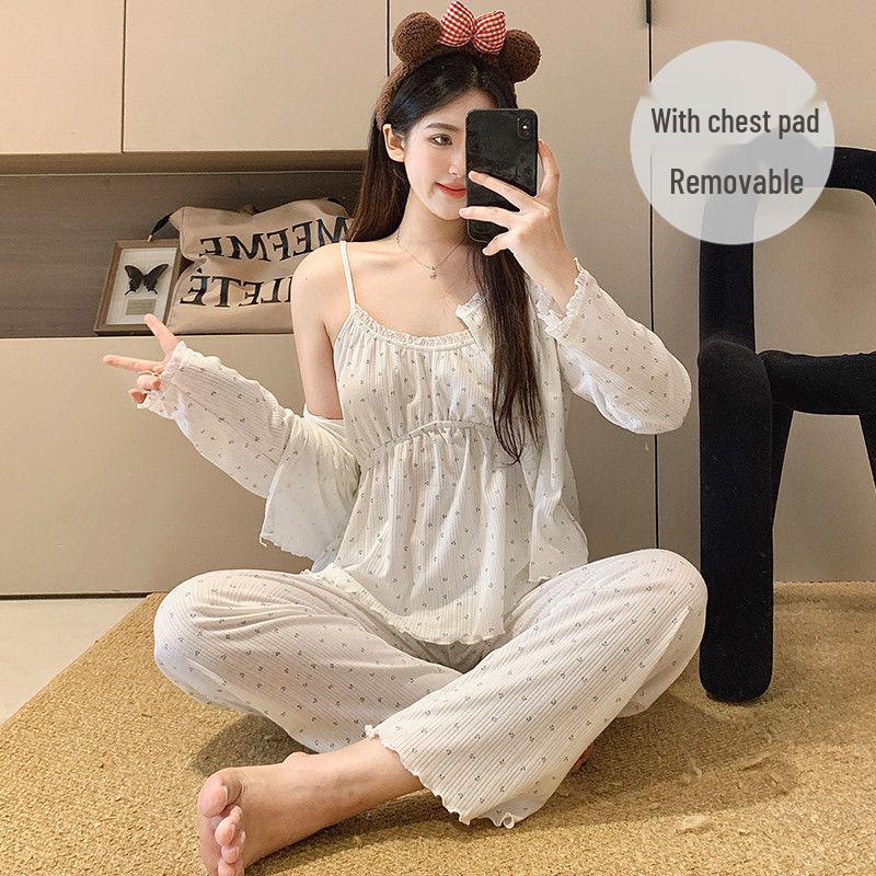 2024 Autumn/Winter Women's Gold Velvet Pajama Set: Long Sleeve & Pants, Palace Princess Style, Indoor/Outdoor Wear