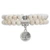 Turquoise Bracelet Tree of Life Pendant Bracelet 8mm White Turquoise Bracelet Two-piece Set