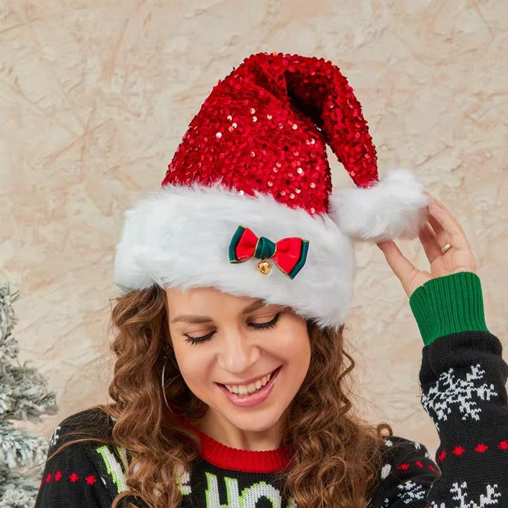 Bow Christmas Hat Merry Christmas Decoration Beanie Hat Fashion Santa Claus Hat  Party