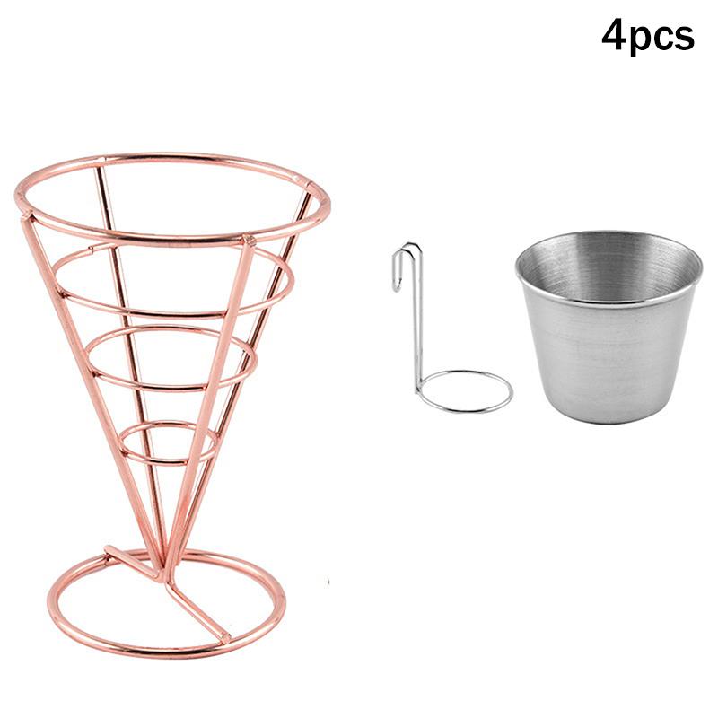 'Four Stainless Steel Fry Racks With Sauce Cups, Perfect For Kitchens, Restaurant Buffets, Picnic Parties, And Family Gatherings