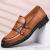 Men Loafers Double Monk Strap Slip on Fashion Casual Penny Footwear Business Wedding Evening PU Leather Pointed Toe Dress Shoes