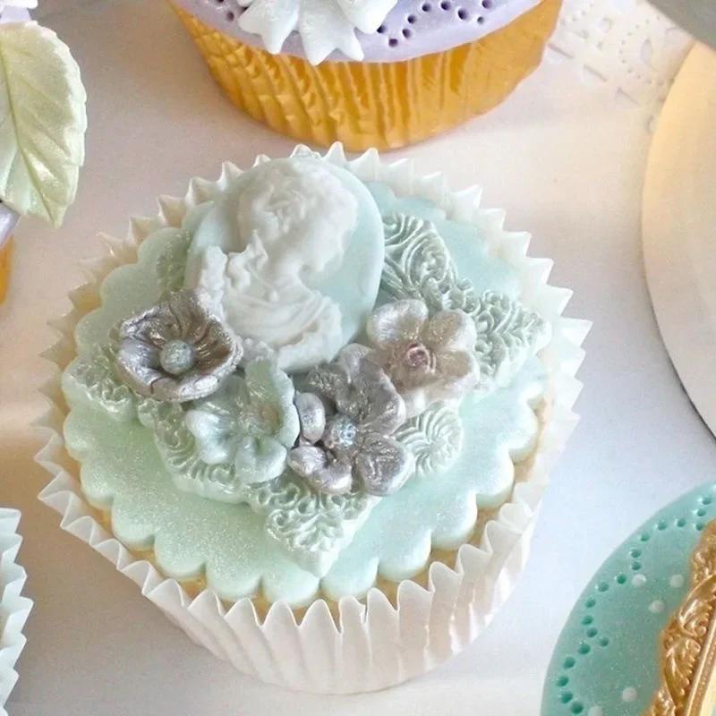 Fashion Cake Decoration New Woman Cameo Mirror Frame Silicone Fondant Mould Cake Decor Chocolate Baking Molds Accessories