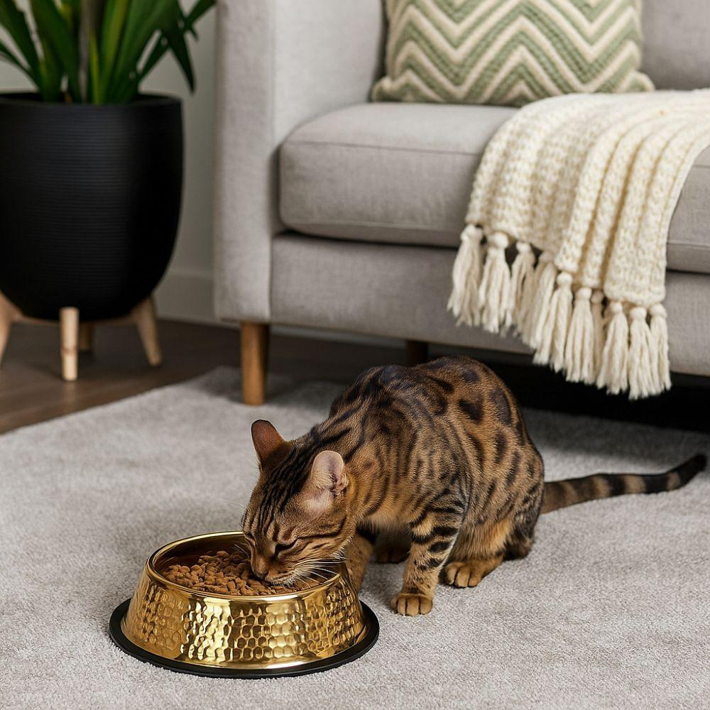 Large Capacity Pet Feeding Bowl Gold Plated Cat Food Dish Dog Water Food Bowl  for Feeding