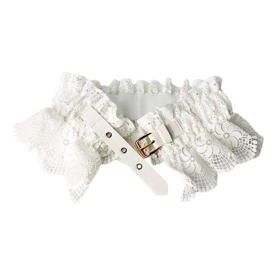 Women Belt Embroidery Lace Splicing Adjustable Fit Wide Elastic Belt Breathable Lace Imitation Leather Waistband Versatile Accessory