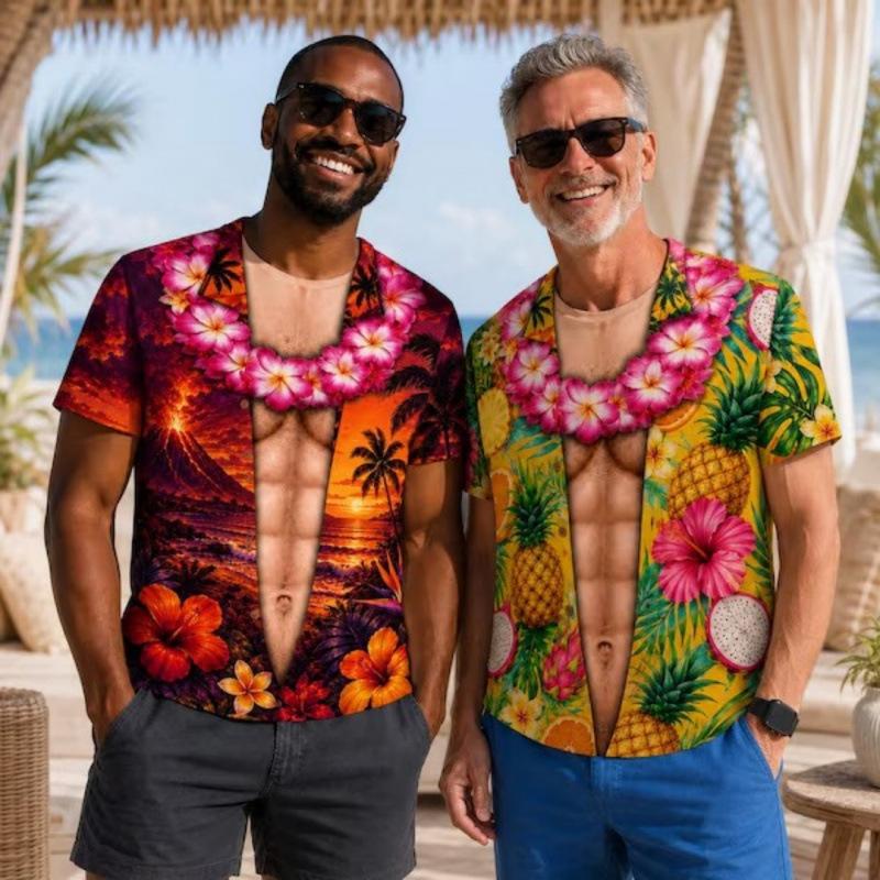 Neuartiges 3D-Bikini-Print Kurzarm-T-Shirt, Ideale Strand-Freizeitkleidung M black
