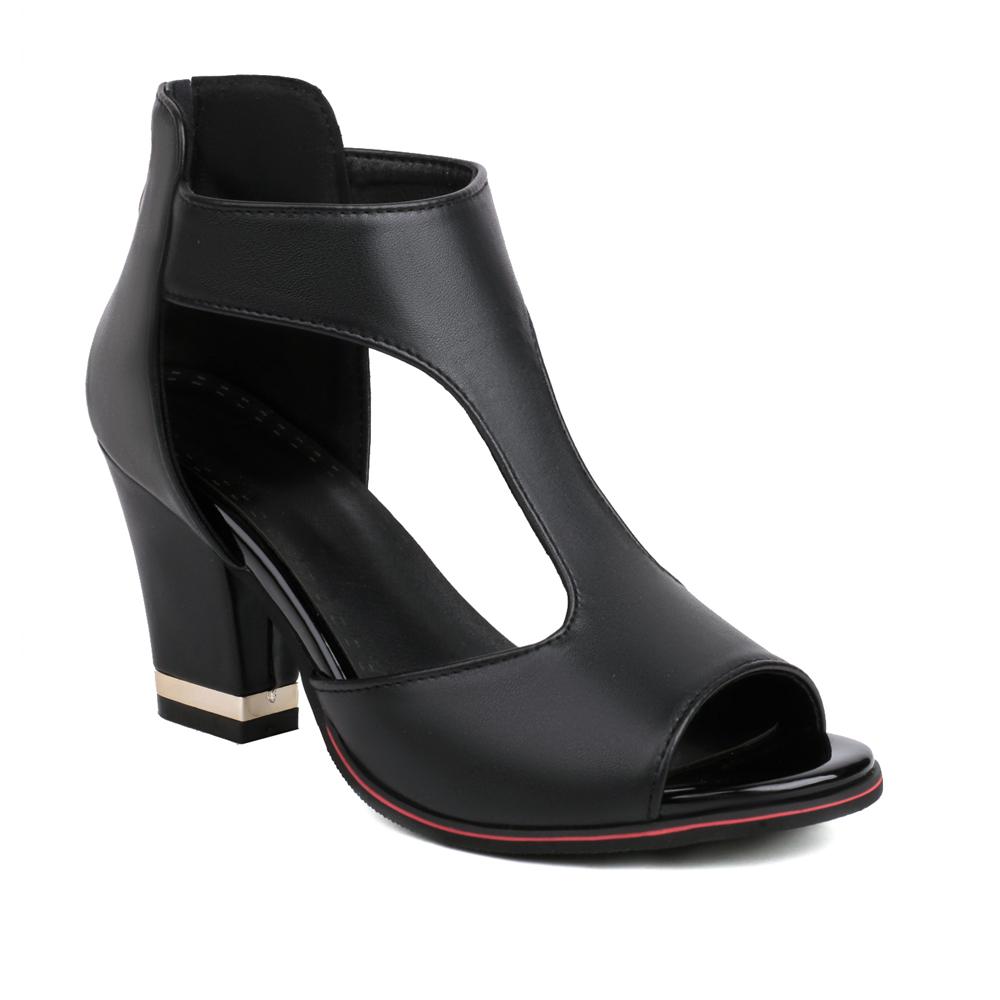 Fashion Women Square High Heels Summer T-Belt Ankle-Wrap Ladies Elegant Sandals Back Zipper Fish Mouth Party Sandalias Female Shoes
