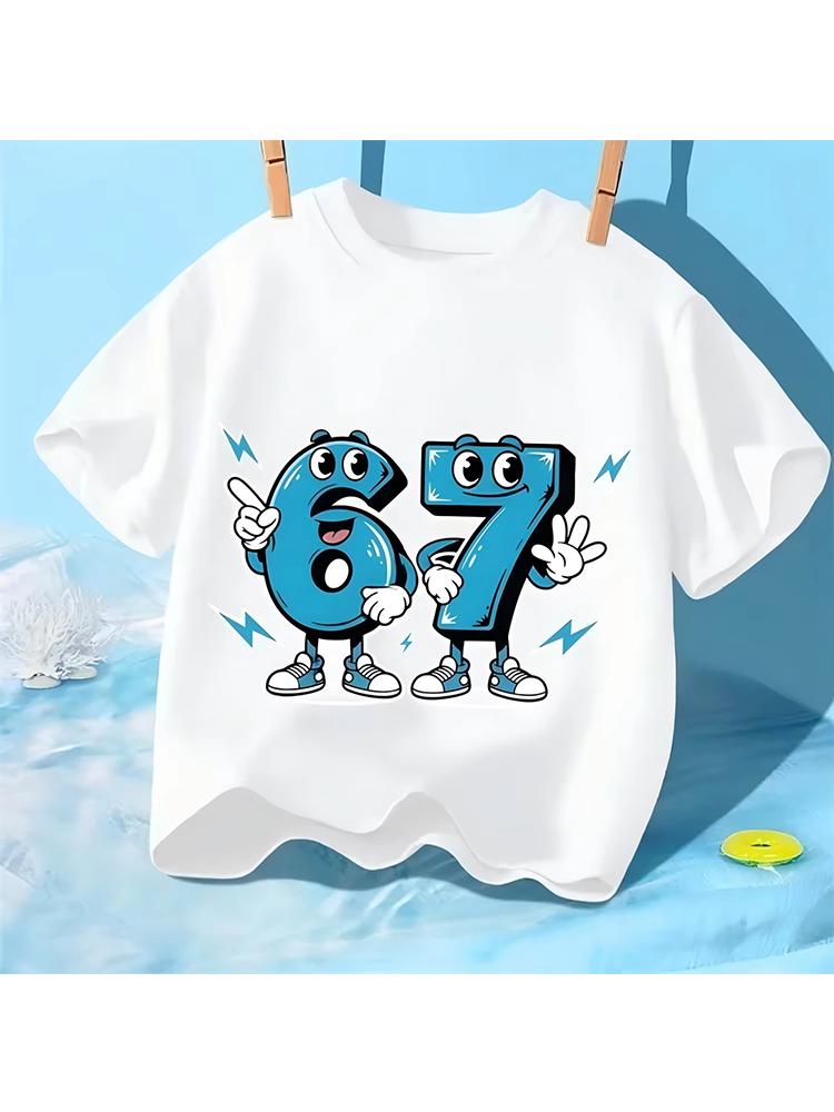 Kids 67 Themed Colorful Print TShirt Soft Cotton Fabric Breathable and Comfortable Ideal for Toddlers and Childrendf0317