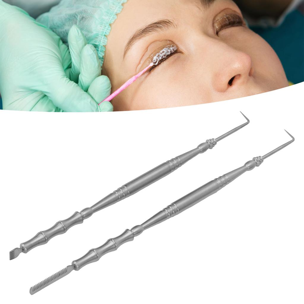 2pcs Eyelash Lift Tool Bamboo Joint Shape Handle Double Head Lash Perm Tool with Comb for Perming Eyelashes
