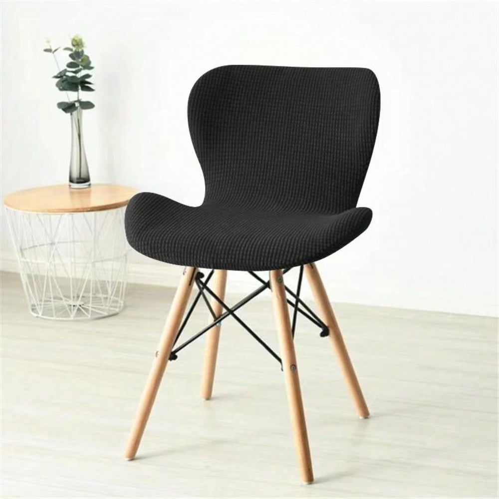 

1 шт. Однотонный чехол на кресло-бабочку, эластичный, изогнутый чехол на сиденье для обеденного кресла, кухонный, гостиничный, чехлы на кресло, прочный защитный чехол для кресла 1pcs chair cover чёрный