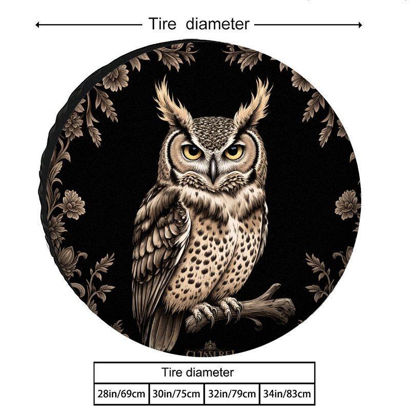 Artistic Owl Tire Cover Polyester Spare Wheel Protector Durable Waterproof Sun Protection for SUV