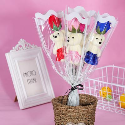 1/5pcs Bear Soap Bouquet Mother's Day Simulated Flower With Lovely Teddy Bear Single Bear Rose Cartoon