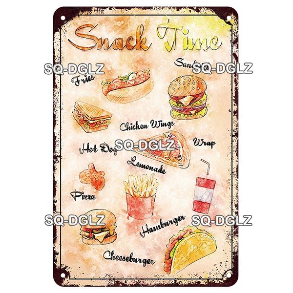 SQDGLZ Vintage Pizza Delicious Food Metal Sign Tin Sign Plate Home Bar Door Wall Decor Sticker Decoration Plaque Poster Gift