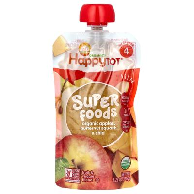 Happy Family Organics, Happy Tot, Superfoods, Stufe 4, Bio Apfel und Butternusskürbis + Super Chia, 4,22 oz (120 g)