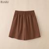 ZANZEA Women Casual Elastic Waist Solid Color Loose Shorts