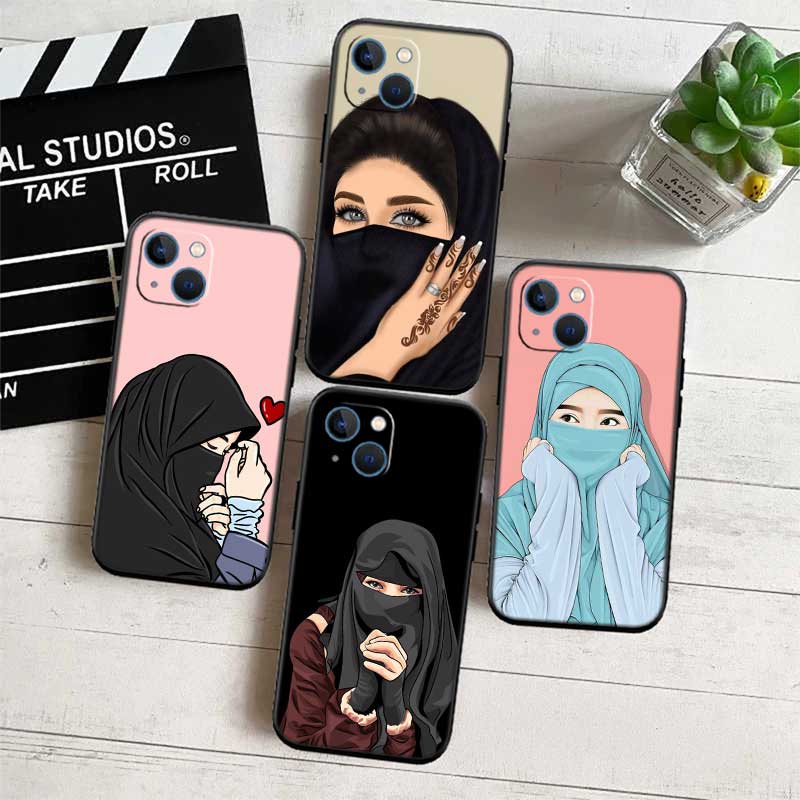 RE46 Muslim Girls Hijab Phone Case for Samsung Galaxy S20 S21 S22 Ultra FE + Plus A21S A22 A24 A25 A26 A30 A30S A31