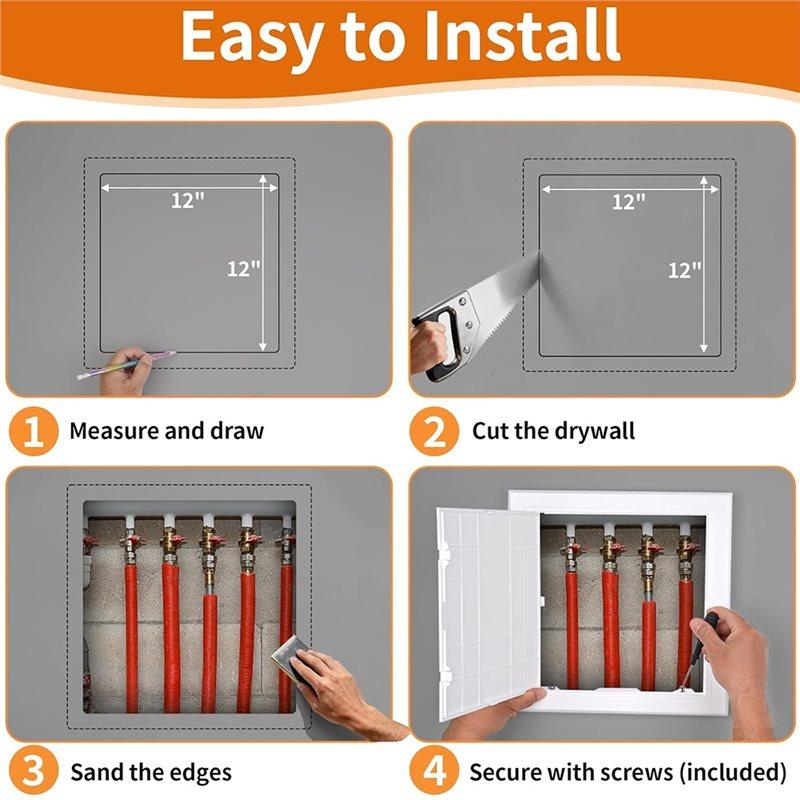 A34R Double-Sided Tape PVC Inspection Hatch Cover Plate For Drain Pipe Inspection, Fits For 350Mm X For 350Mm Openings