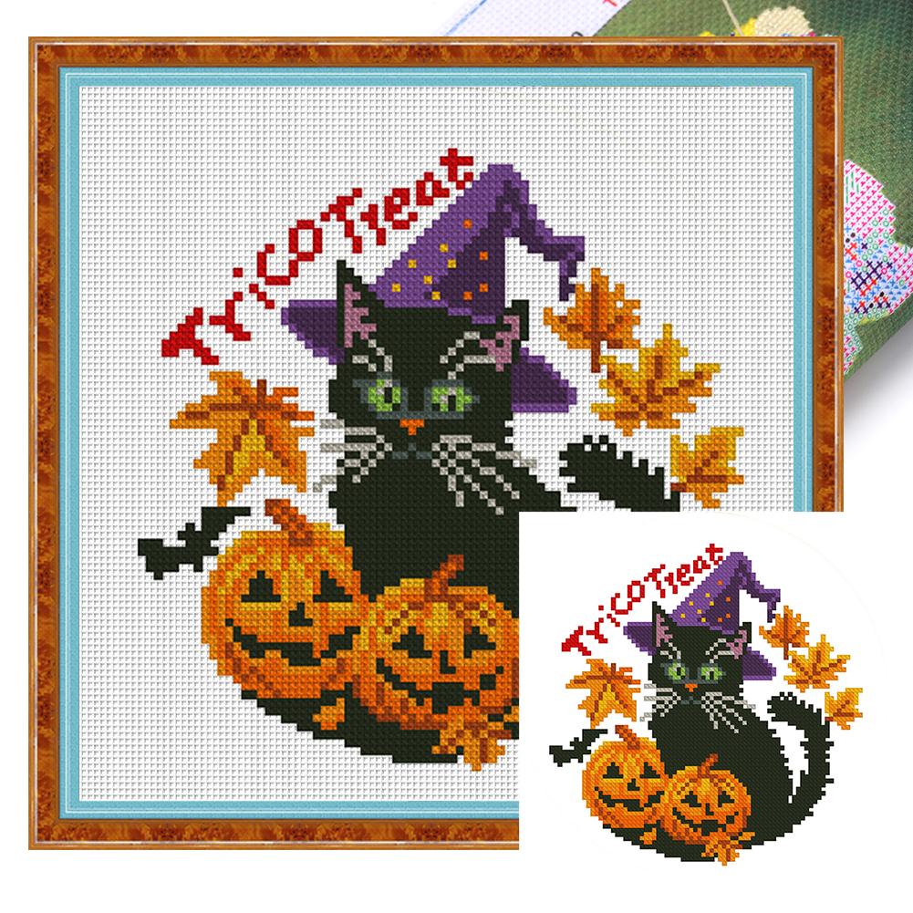 Halloween Printed Cross Stitch Kit DIY 11CT Embroidery Craft Set Home Decor