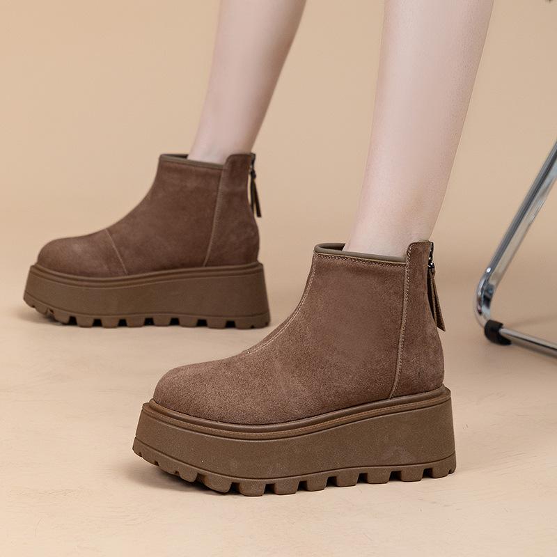 2025 New Casual Short Boots Women's Martin Boots Non-slip Heightened Thick-soled Snow Boots Children's Autumn and Winter Women's Shoes 9079