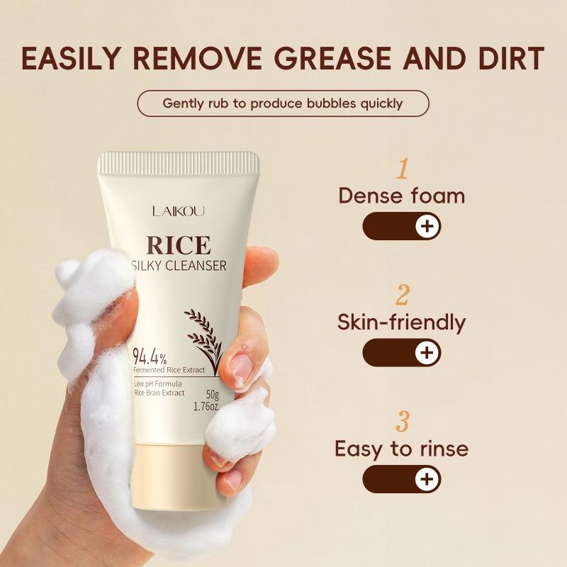 LAIKOU Rice Silky Face Cleanser 50g, Gently Clean Without Tighteness