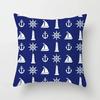 Home Decor Compass Anchor Pillow Cover Blue Mediterranean Cushion  Gift Sofa Office  Accessory Ornament 45x45cm