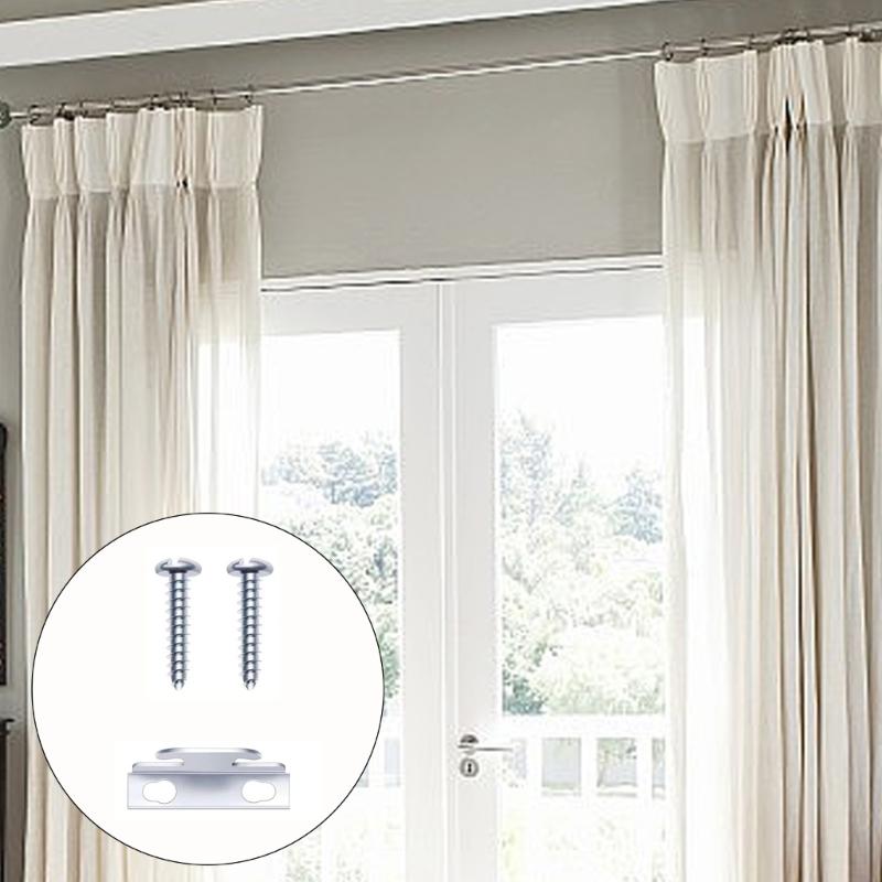 Easy Installation Curtain Rod Mounting Brackets with Reinforced Metal Construction Screws Included Window Hardware Hooks