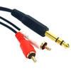 1/4" Insertkabel, 6,35mm TRS Stecker auf Doppel-Cinch-Audio Y-Splitter-Kabel, 1/4-Zoll Stereo- auf 2xCinch vergoldeter Stecker