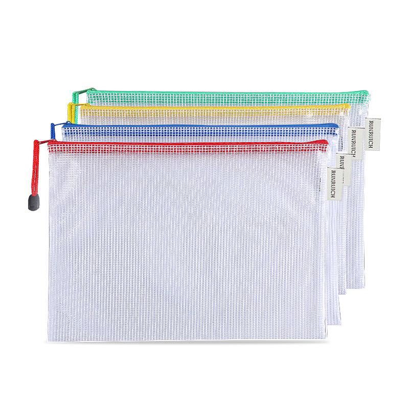 Transparent PVC A4 File Bag: Waterproof Mesh Zipper for Student Exam Supplies