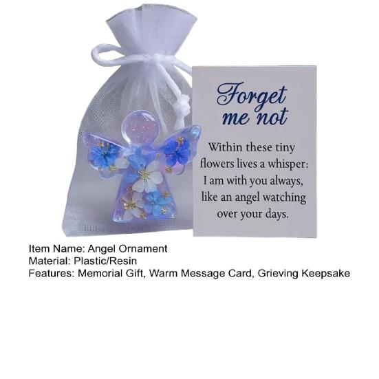 Angel Figurine Keepsake Forget Me Not Angel Memorial Gift Sympathy Bereavement Angel Ornament with Warm Message Card Grieving Keepsake