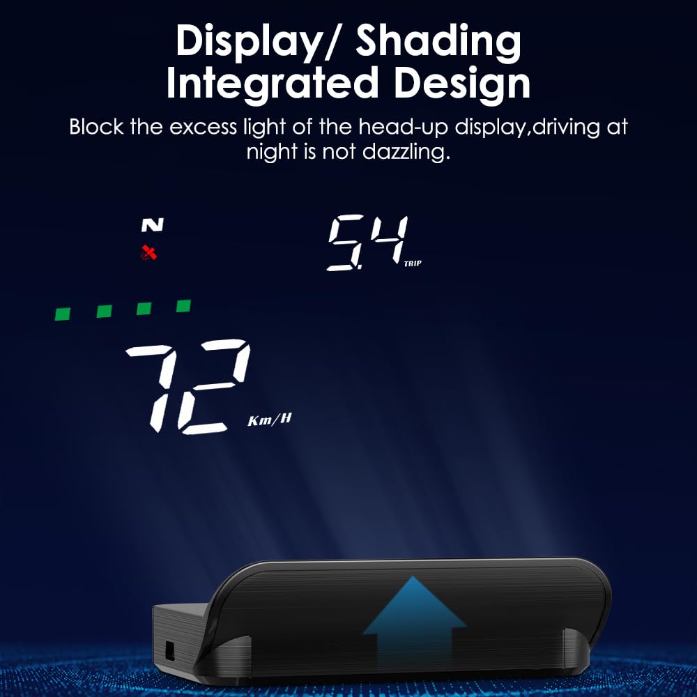 M19 Heads Up Display for Cars, GPS Digital Speedometer with Speed MPH, Windshield Projection for All Vehicles