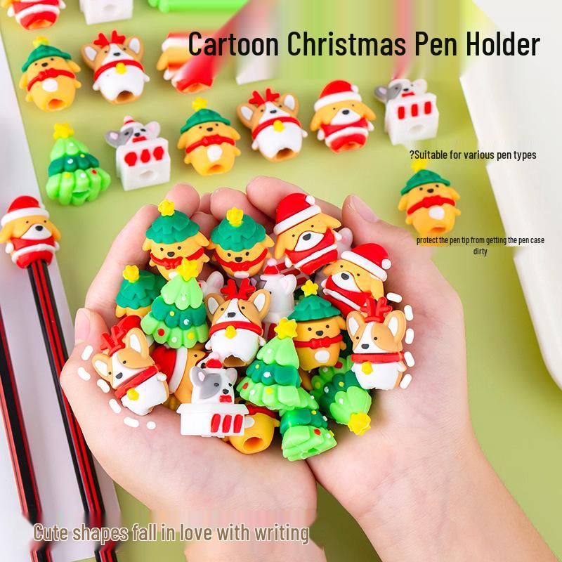 Creative 3D Cartoon Pencil Toppers - Cute Silicone Pen Caps for Halloween & Christmas Decorations