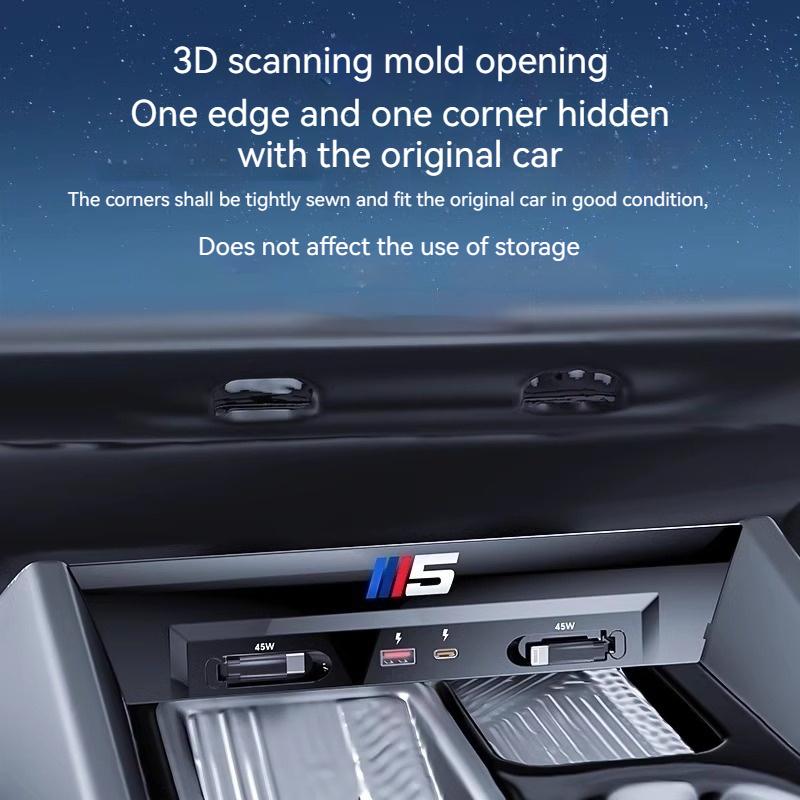 For BMW 5 Series G60 2024 Accessories USB Type-C Splitter Center Console Fast Charger Shunt Docking Station Extender Car Interio npmk56