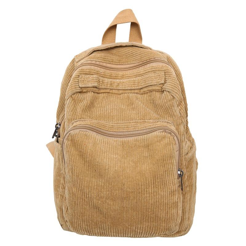 

2025 summer new canvas backpack women s small solid color bag velvet small backpack retro simple college bag хакі