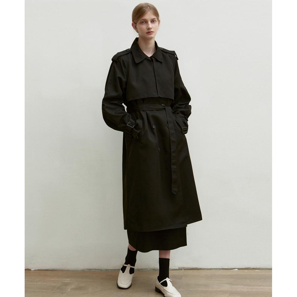 

NICKNICOLE Двойной тренч оверсайзЧерный