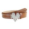 Punk PU Leather Belt with Heart Buckle Rivet Studded Belt for Female Cool Waiststrap for Pants Jeans Simple Waist Decors