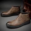 Men's Leather Shoes Retro  Boots High Top Leather Shoes